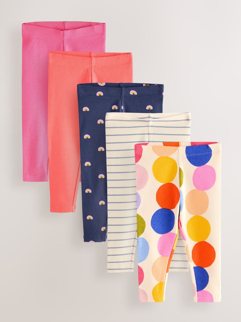 Rainbow - Ribbed Leggings 5 Pack (3mths-7yrs)