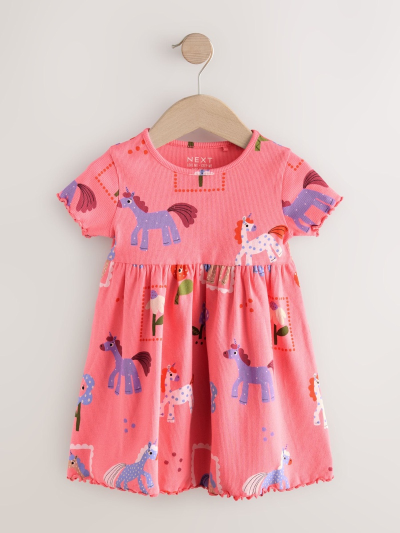 Unicorn Pink - Short Sleeve Jersey Summer Dress (3mths-7yrs)