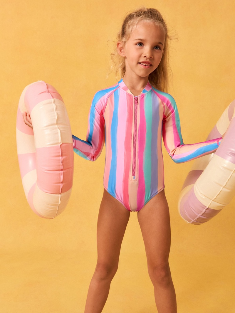 Rainbow Stripe - Long Sleeved Sunsafe Swimsuit (3-16yrs)