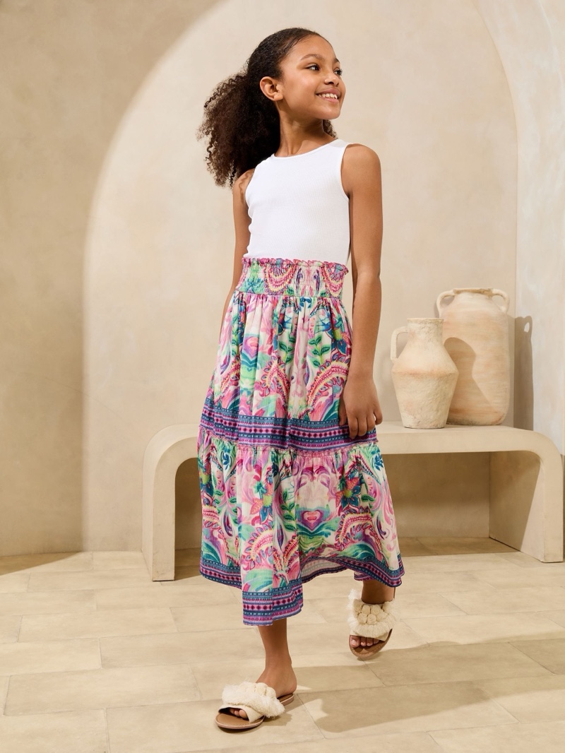 White Paisley Print - Lipsy Jersey 2-In-1 Holiday Shop Dress (5-16yrs)