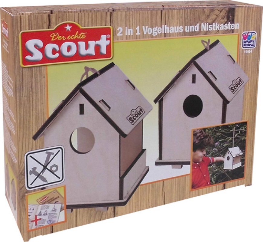 HAPPY PEOPLE 19914 SCOUT 2-in-1-Vogelhaus und Nistkasten in Einem