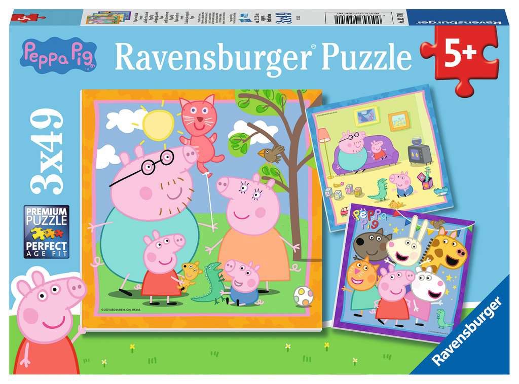 RAVENSBURGER 05579 Kinderpuzzle Peppas Familie und Freunde 3x49 Teile