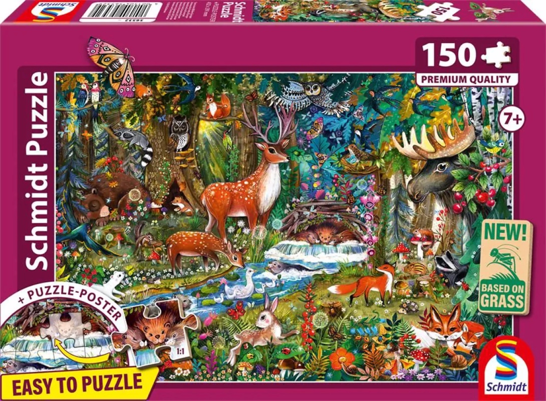 SCHMIDT SPIELE 56532 Kinderpuzzle 150 Teile Tiere in den Wäldern Europas