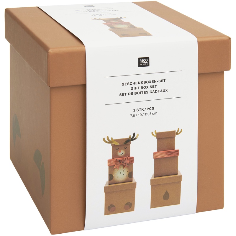 Geschenkboxen-Set Rentier RECYCLED