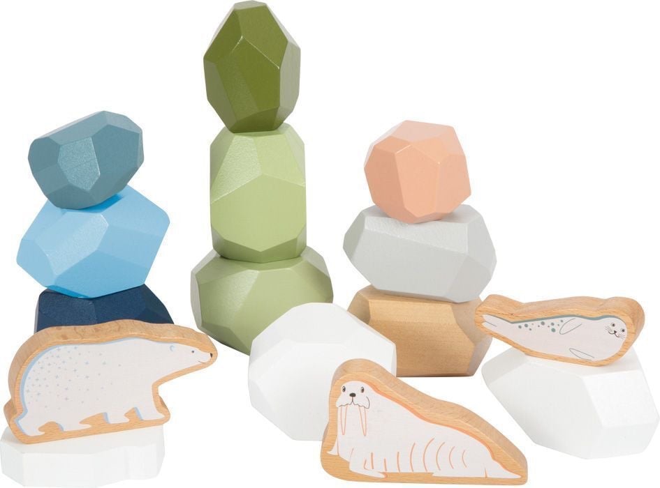 Small foot 12440 - Balanciersteine Arctic, Holz, 15-teilig, Stapelspiel